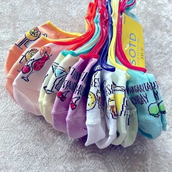 Brand New HUE 7-Pack Sock of the Day Colorful Cocktail Drink Liner Socks No Show - Picture 13 of 16